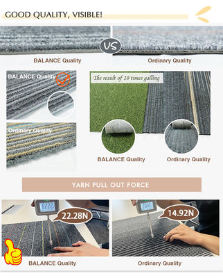 2024 50x50 τετραγωνικά πλακάκια PVC και Asphalt Back Εμπορικά πλακάκια χαλιών γραφείου από νάιλον PP