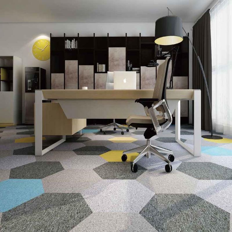 Μηχανική Tufted Hexagon DIY χρώμα εμπορικό χαλί πλακάκι για βελτίωση του δαπέδου γραφείου